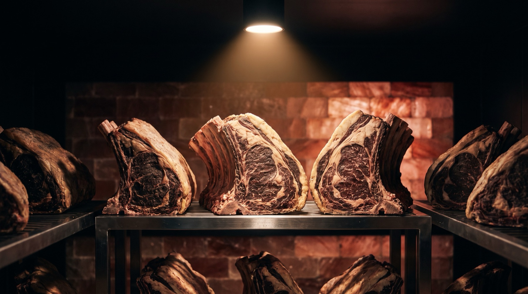 Dry Aged Rinderrücken in der Reifekammer